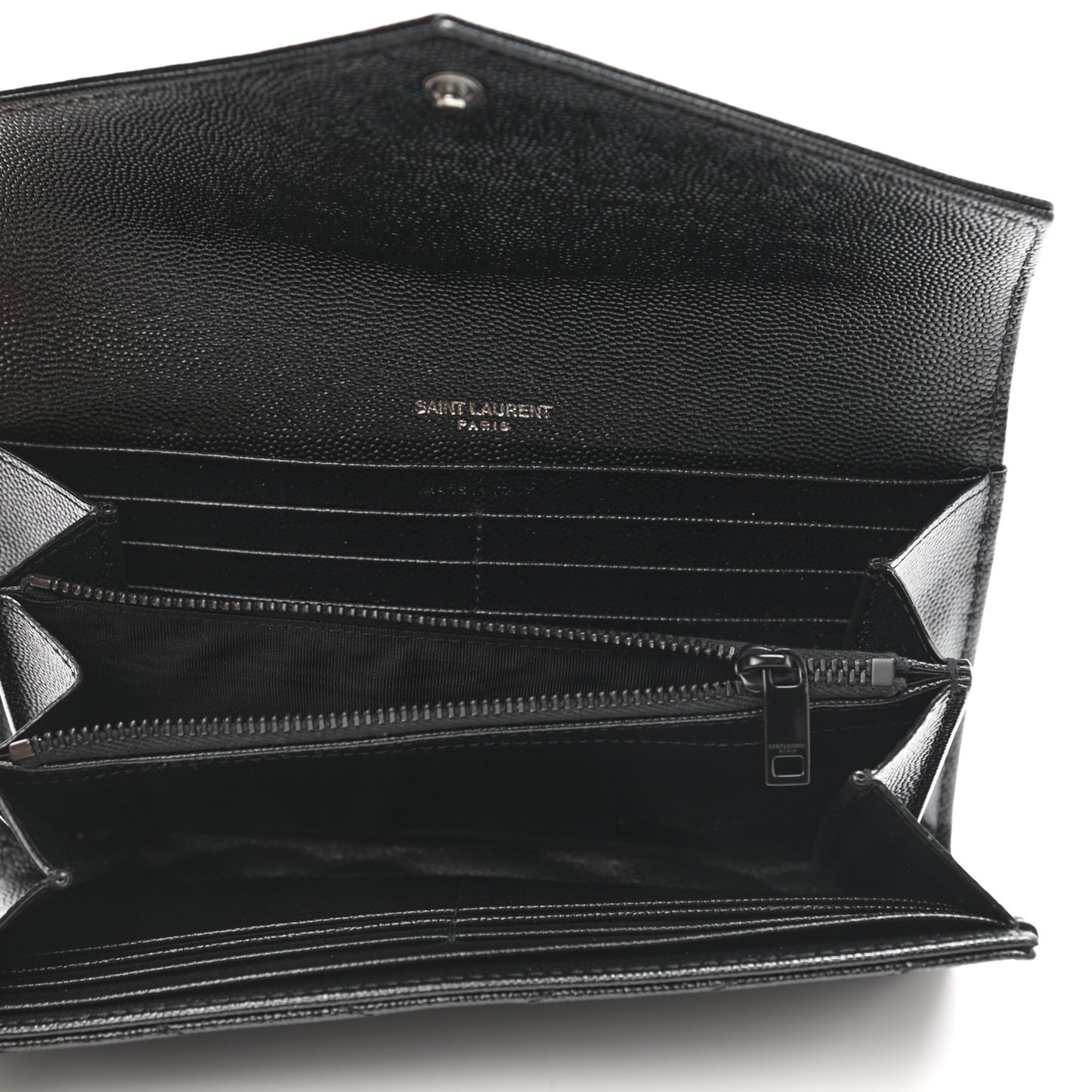 Grain De Poudre Matelasse Chevron Monogram Flap Wallet Black
