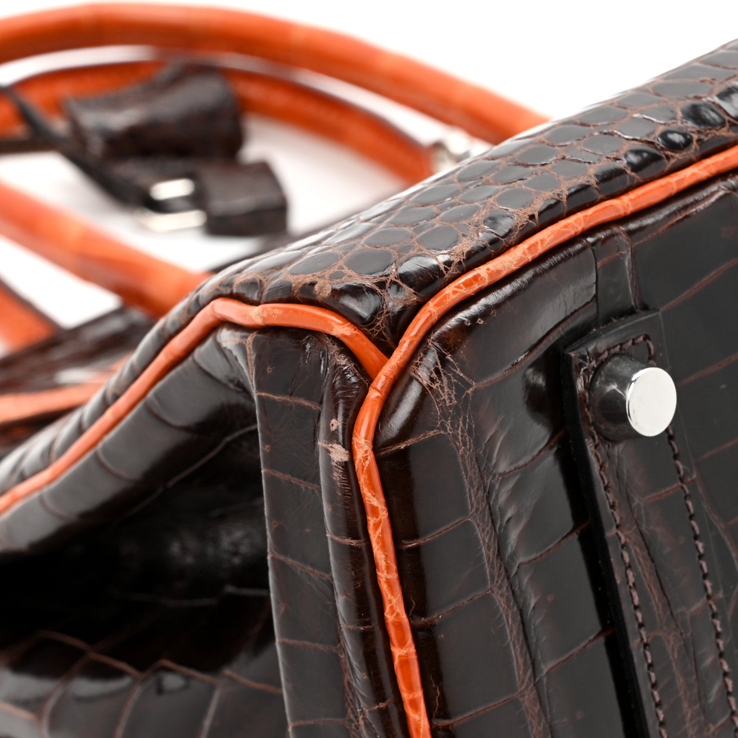 Hermes Shiny Porosus Crocodile Birkin 35 Havane Orange 16 of 23