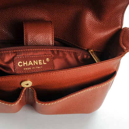 Chanel Caviar CC Stitched Small Flap Shoulder Bag Brown 6 of 8