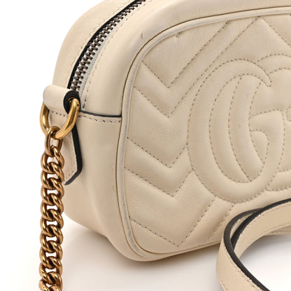 Gucci Calfskin Matelasse Mini GG Marmont Chain Shoulder Bag White 15 of 19