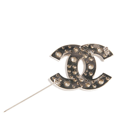 Chanel Crystal CC Brooch Silver 4 of 5