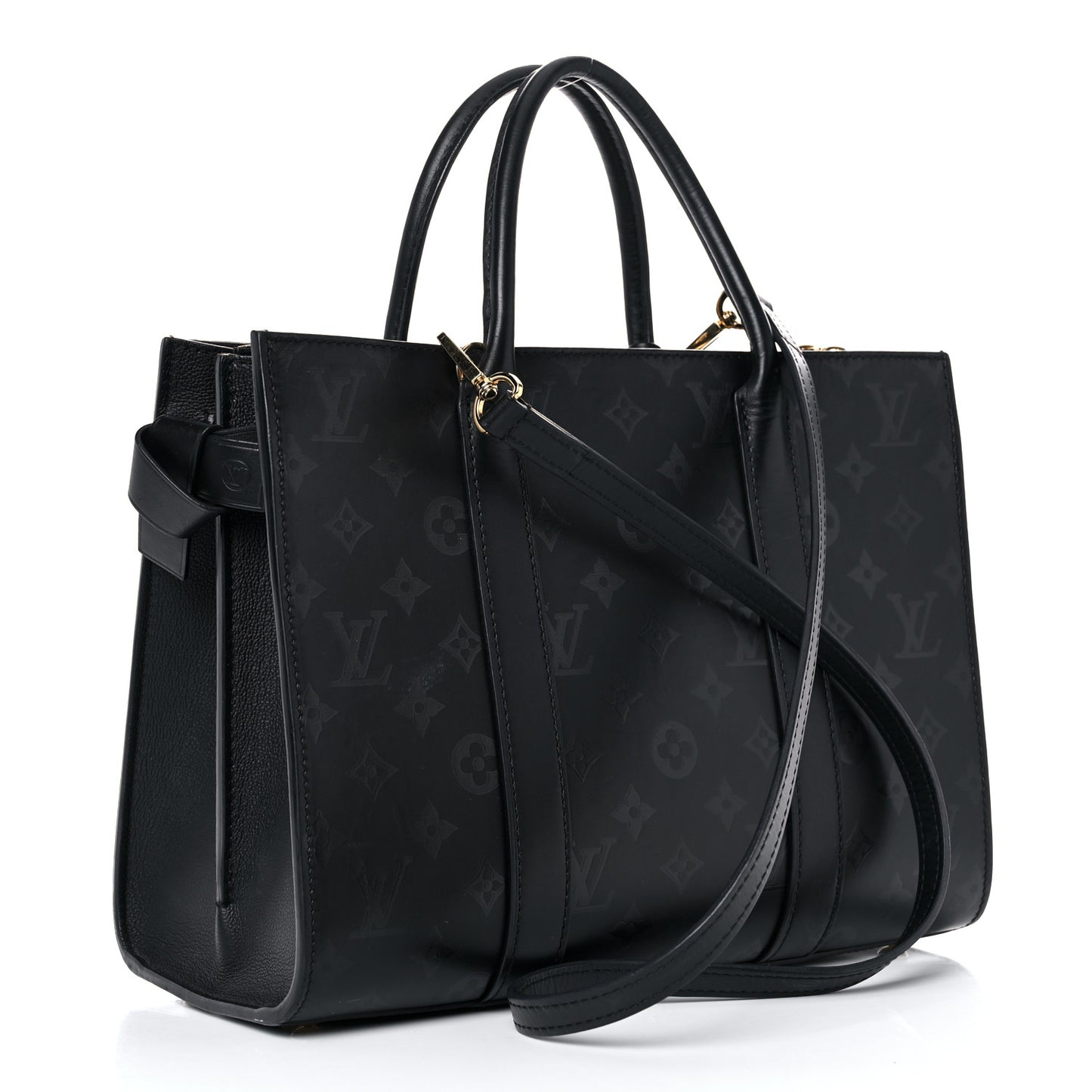 Monogram Cuir Plume Very Tote MM Black