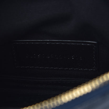 Saint Laurent Grain De Poudre Chevron Monogram Bill Pouch Navy 7 of 8