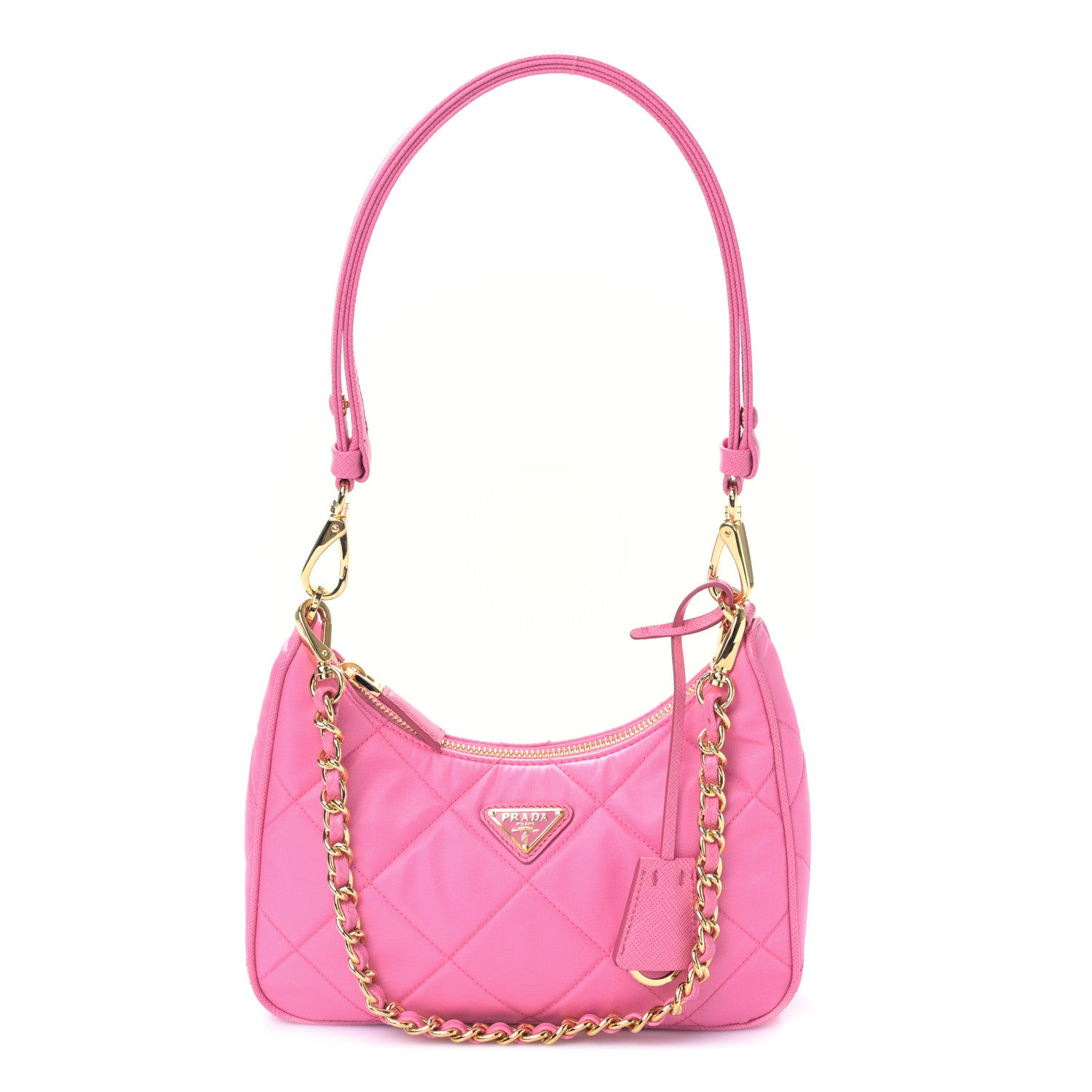 Prada Re-Nylon Saffiano Stitched Mini Re-Edition 1995 Chaine Shoulder Bag Begonia 1 of 8