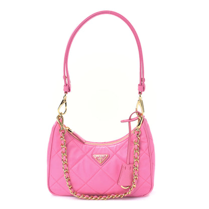 Prada Re-Nylon Saffiano Stitched Mini Re-Edition 1995 Chaine Shoulder Bag Begonia 1 of 8