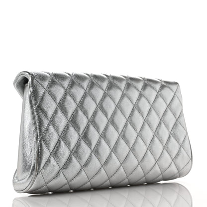Chanel Metallic Calfskin Quilted Fold Up Again Clutch Silver 3 of 9