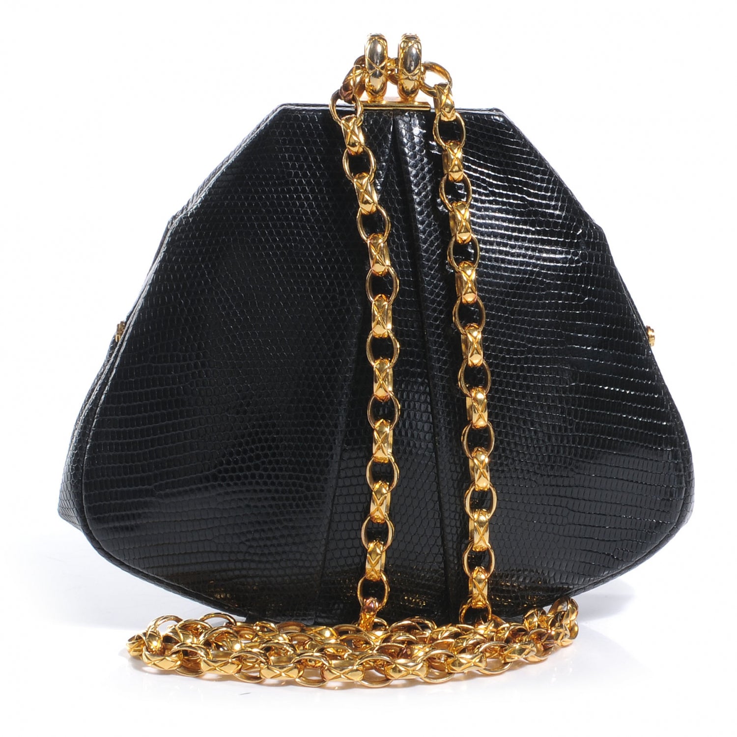 Chanel Lizard Tear Drop Evening Bag Black 1 of 8