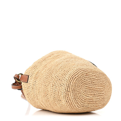 Loewe Calfskin Raffia Anagram Paulas Ibiza Pochette Bag Natural Tan 4 of 11