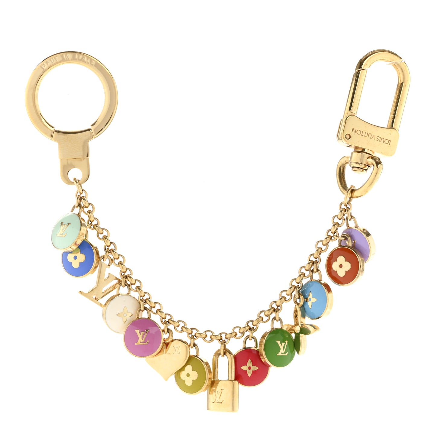 Metal Enamel Pastilles Key Chain Bag Charm Multicolor