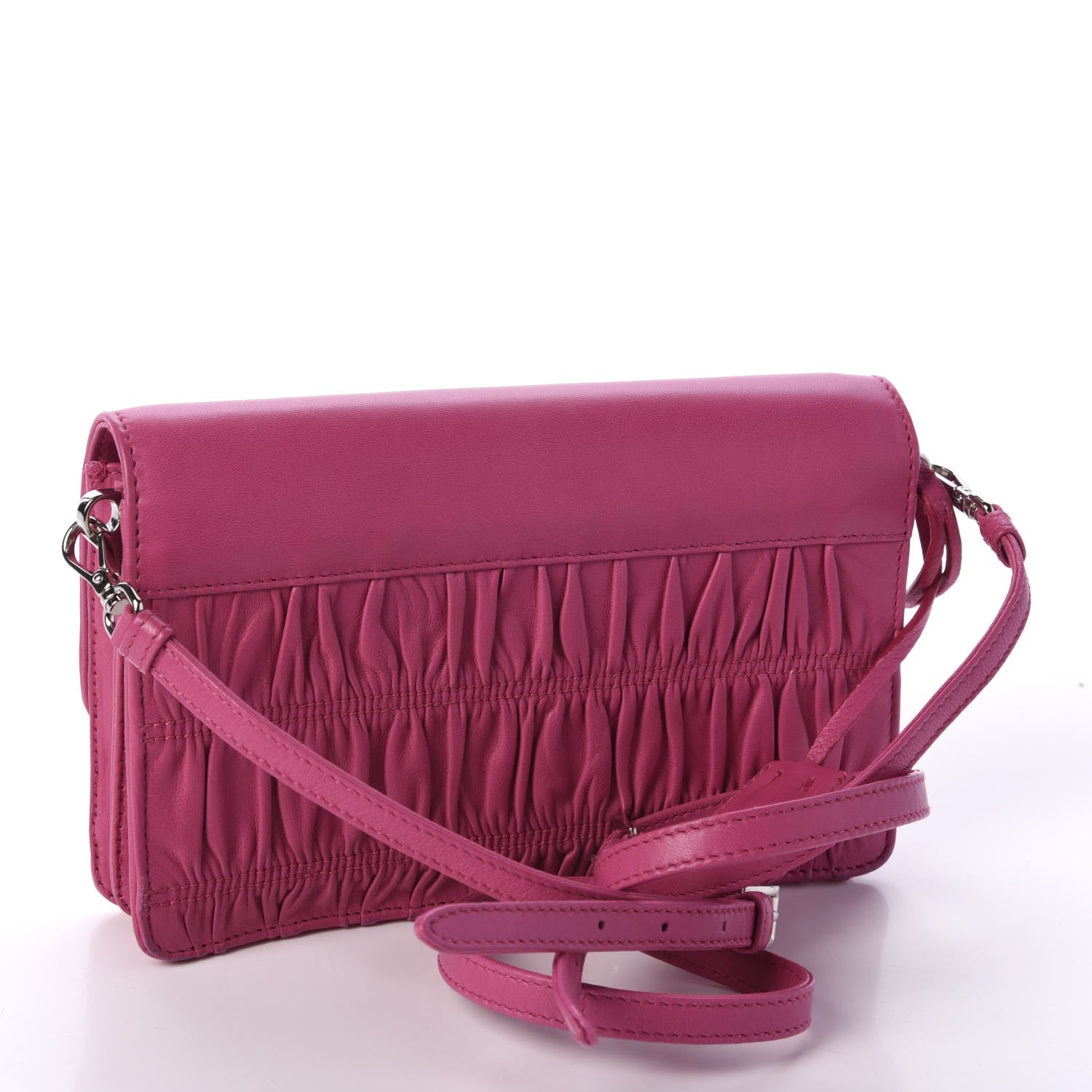 Prada Nappa Gaufre Small Sound Flap Shoulder Bag Begonia 3 of 11