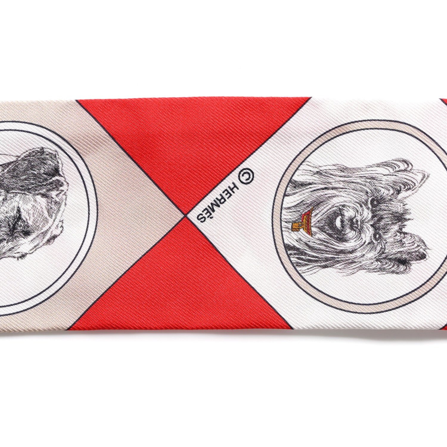 Hermes Silk Colliers Et Chiens Twilly Rouge White Mastic 3 of 4