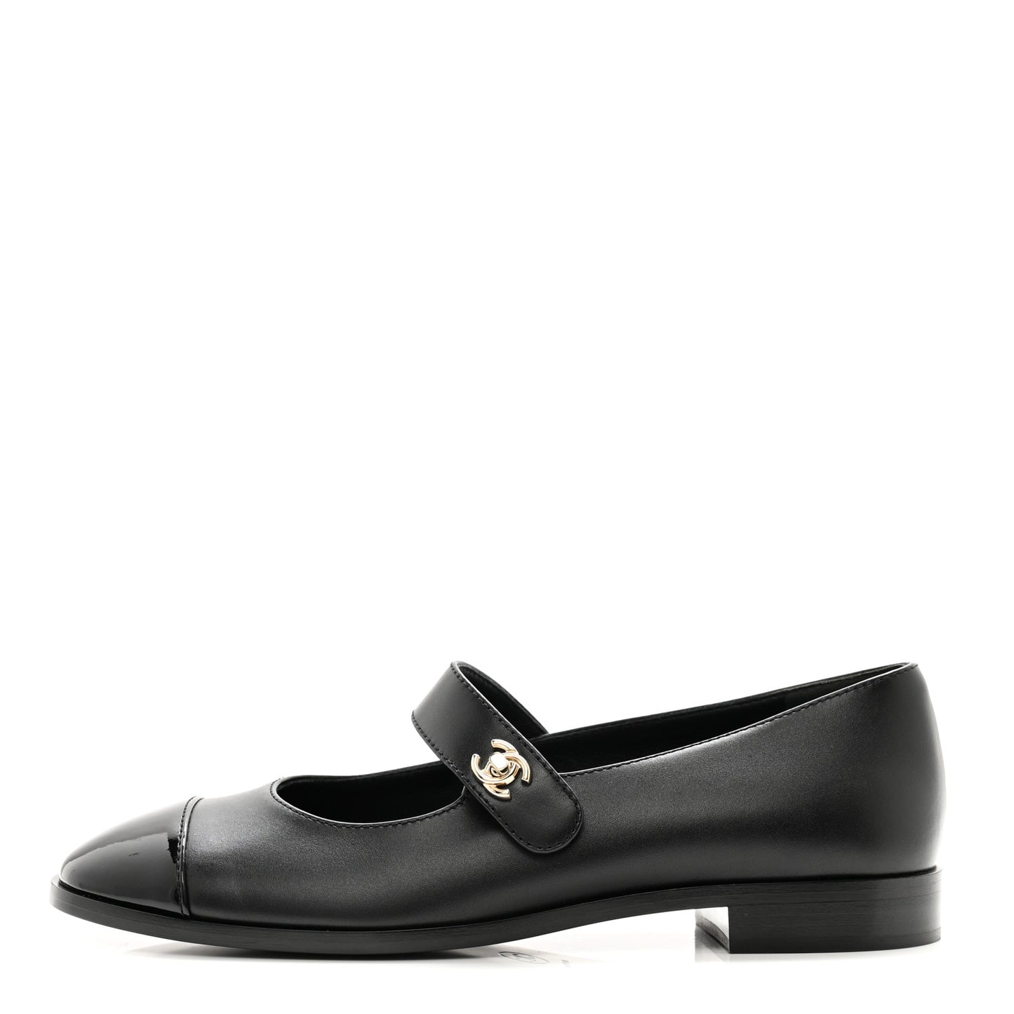 Calfskin Patent Mary Janes Flats 39 Black
