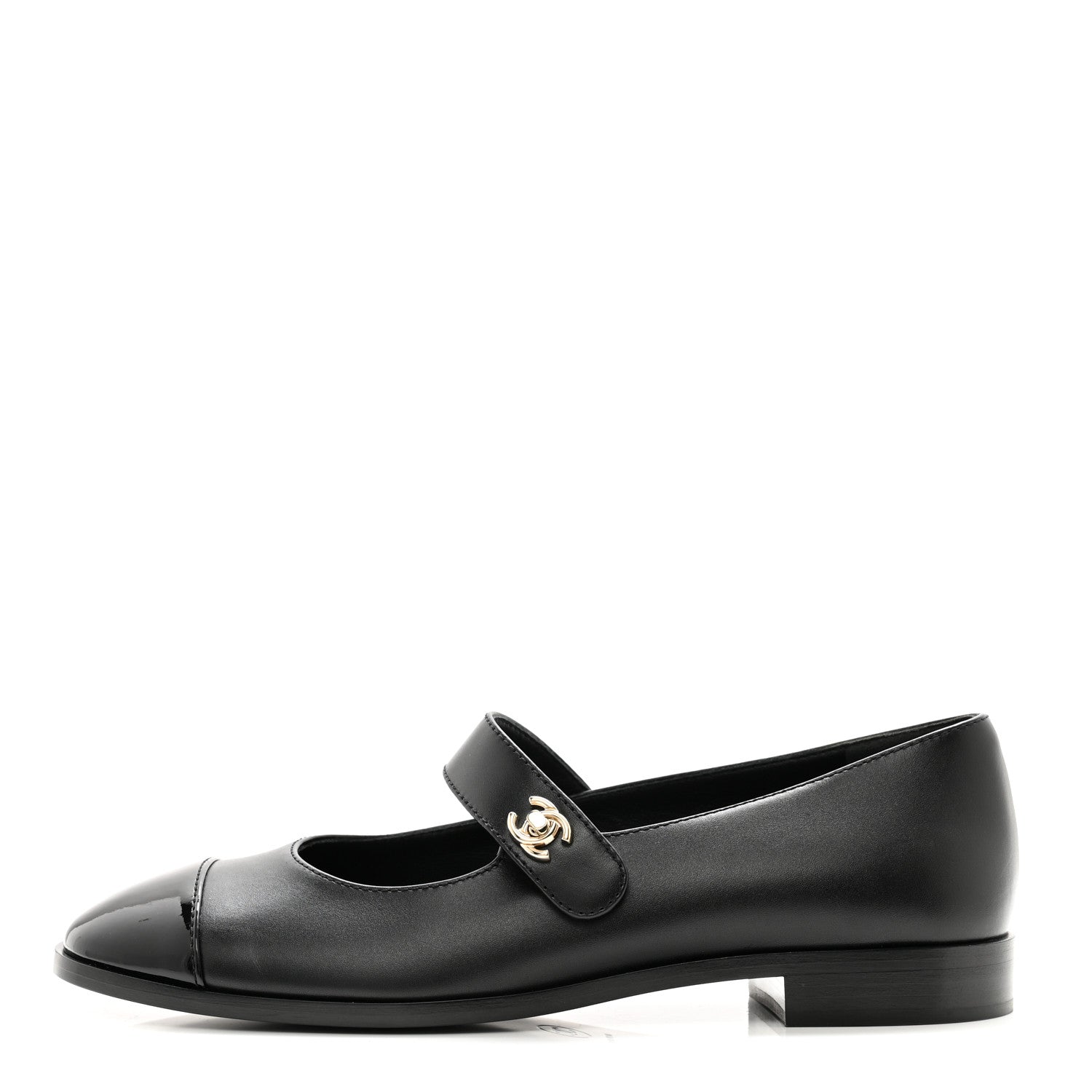 Chanel Calfskin Patent Mary Janes Flats 39 Black 1 of 9