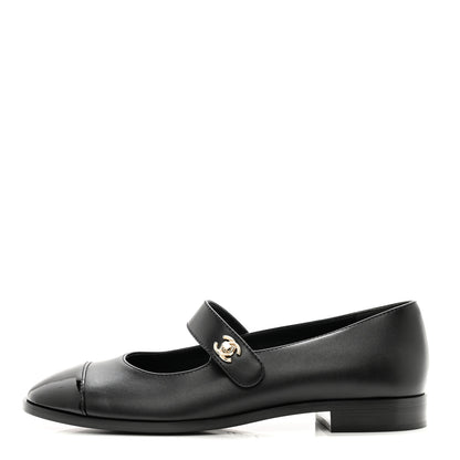 Chanel Calfskin Patent Mary Janes Flats 39 Black 1 of 9