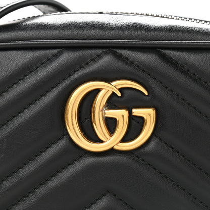 Gucci Calfskin Matelasse Mini GG Marmont Chain Shoulder Bag Black 5 of 11