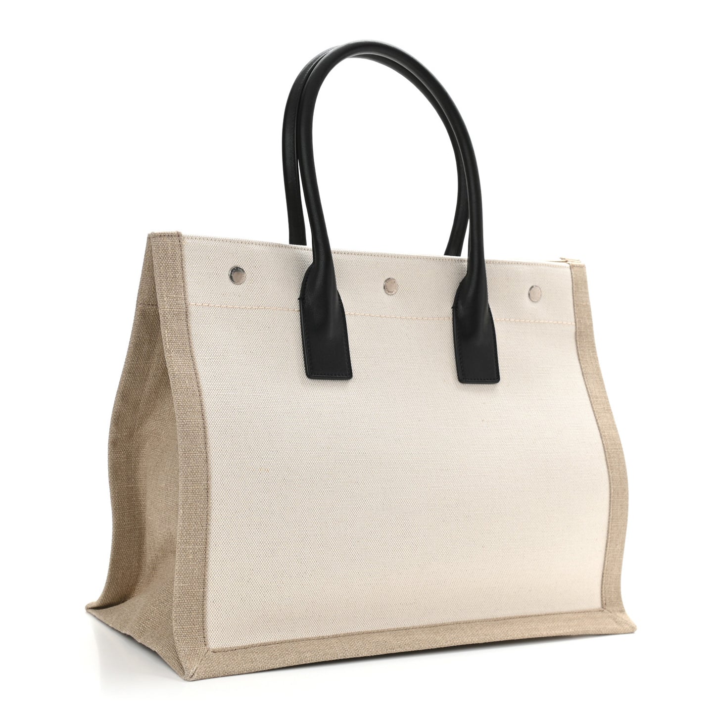 Linen Calfskin Small Rive Gauche Tote Greggio Natural