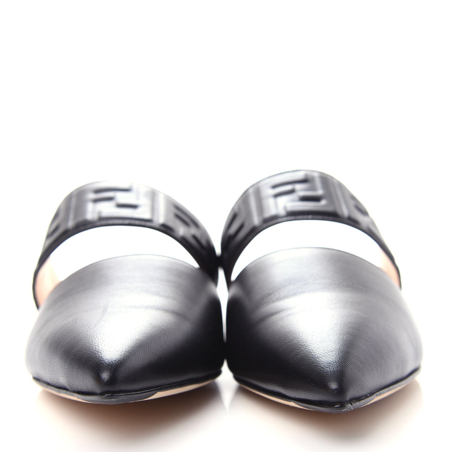Vitello FF Embossed Buckle Flat Mules 37 Maya Black