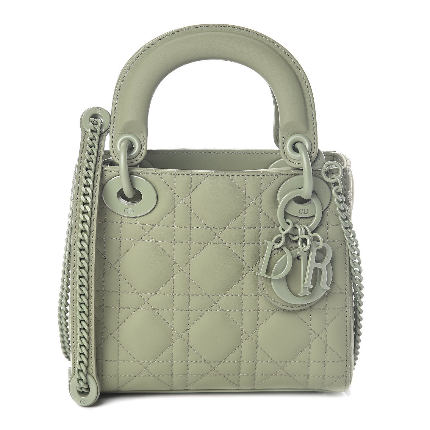 Ultra Matte Calfskin Cannage Mini Lady Dior Green