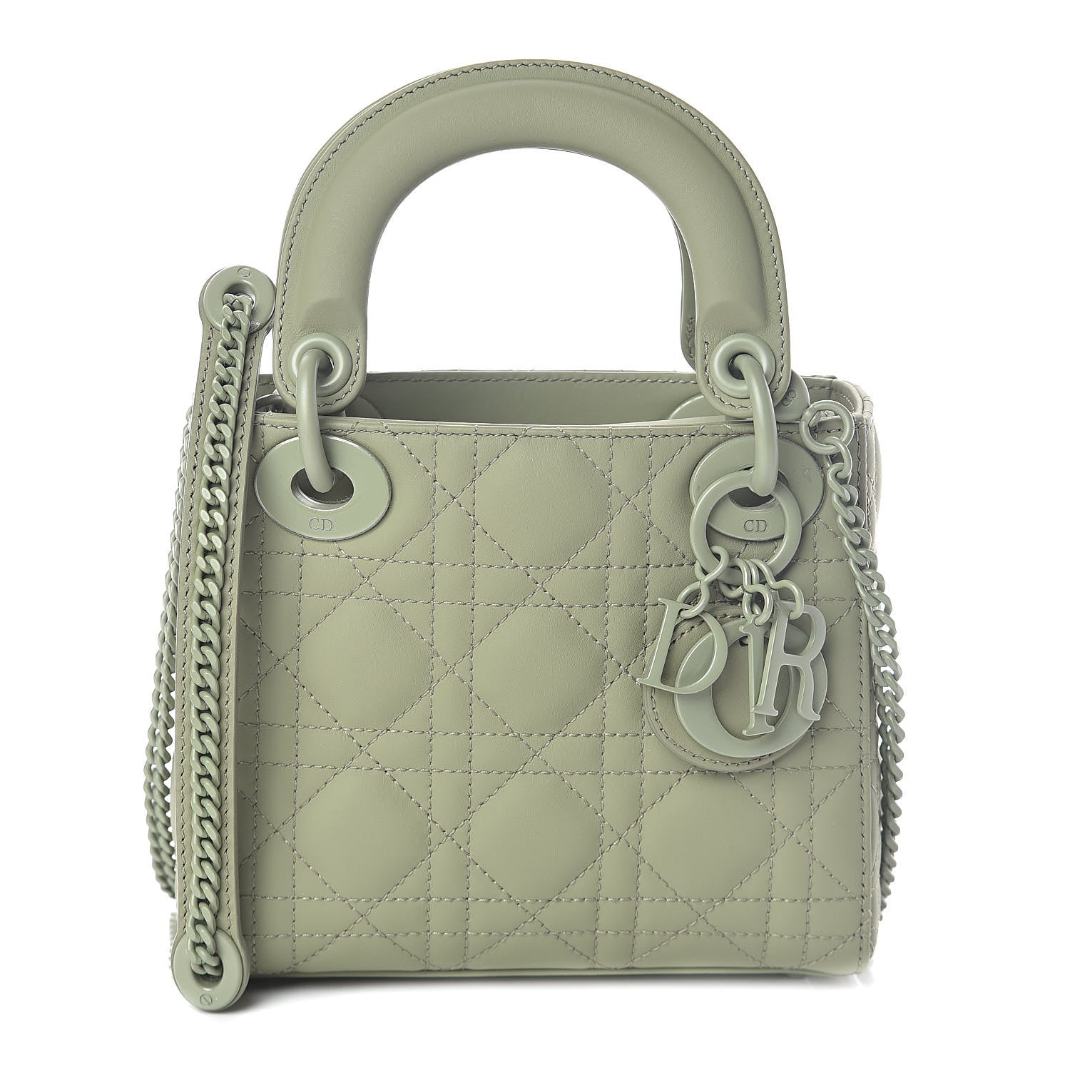 Christian Dior Ultra Matte Calfskin Cannage Mini Lady Dior Green 1 of 9