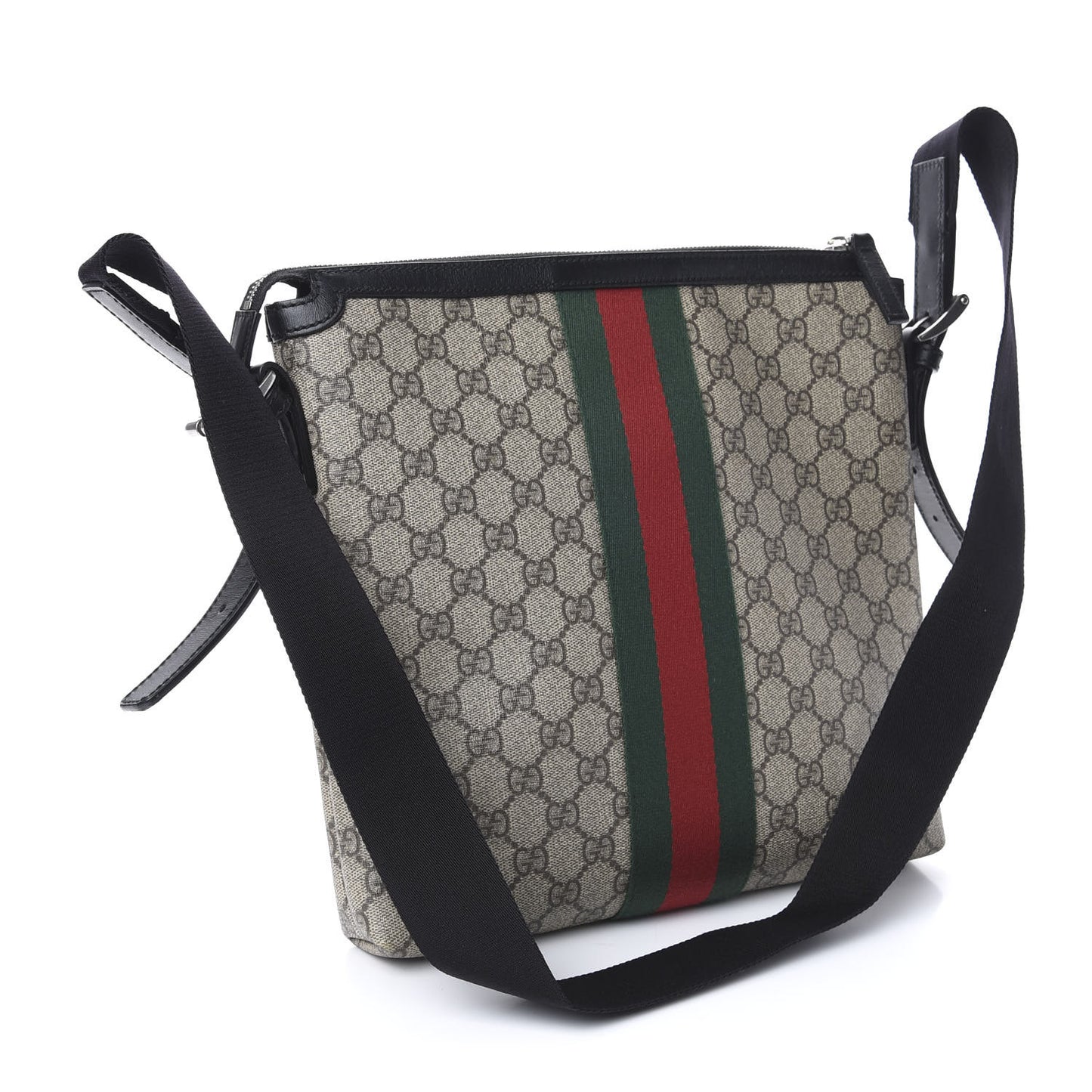 GG Supreme Monogram Web Messenger Bag Black