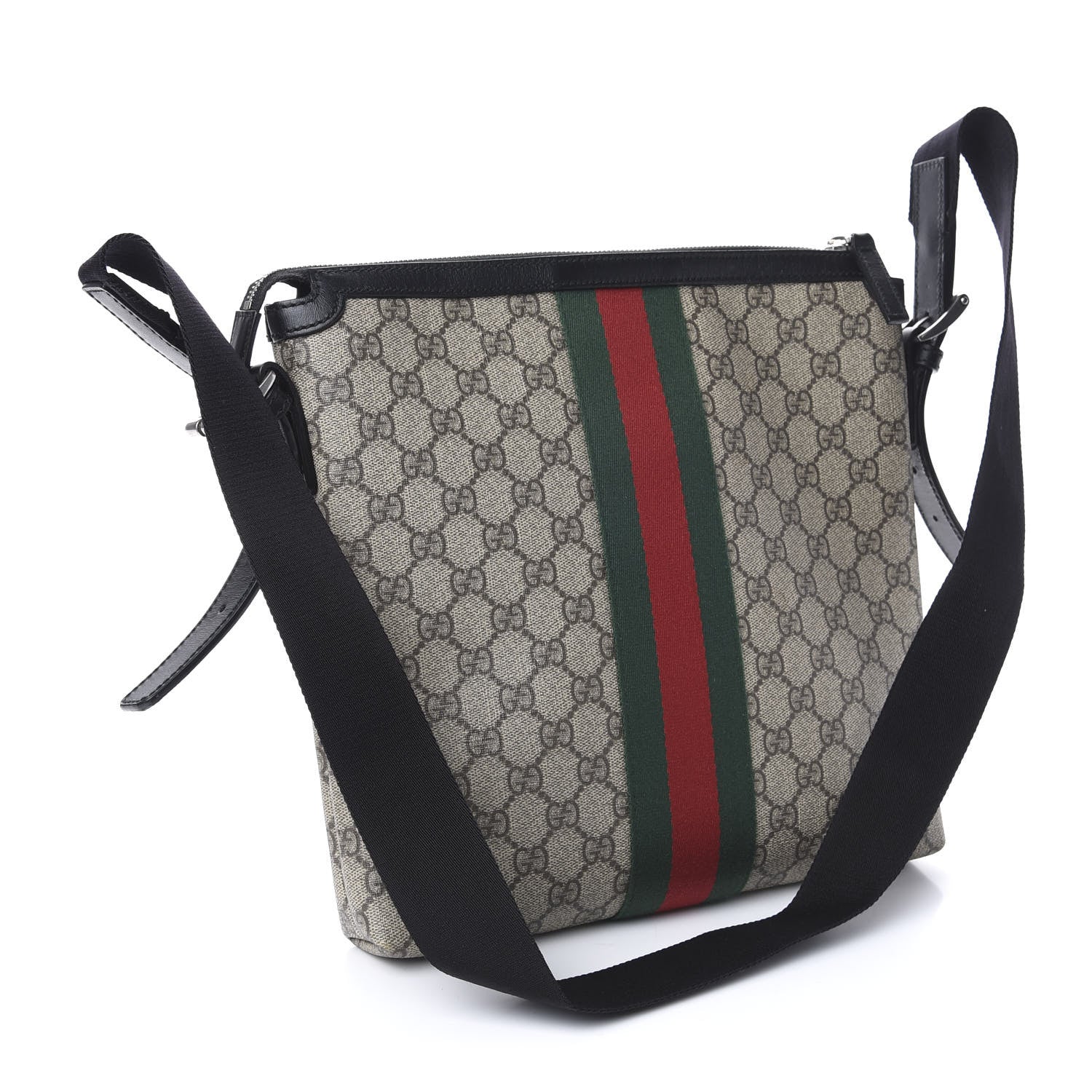 Gucci GG Supreme Monogram Web Messenger Bag Black 3 of 10