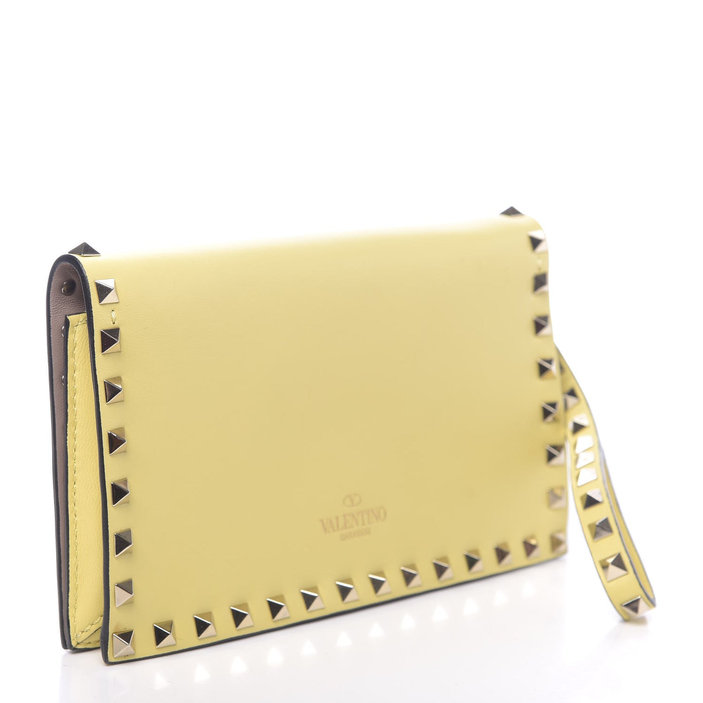 Nappa Small Rockstud Wristlet Clutch Light Yellow