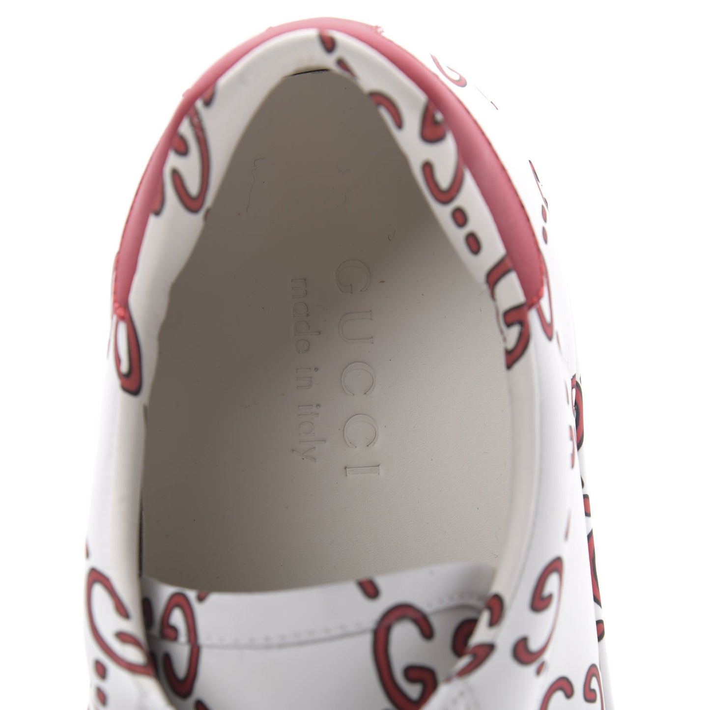 Calfskin GucciGhost Print Mens Ace Sneakers 10 White Hibiscus Red
