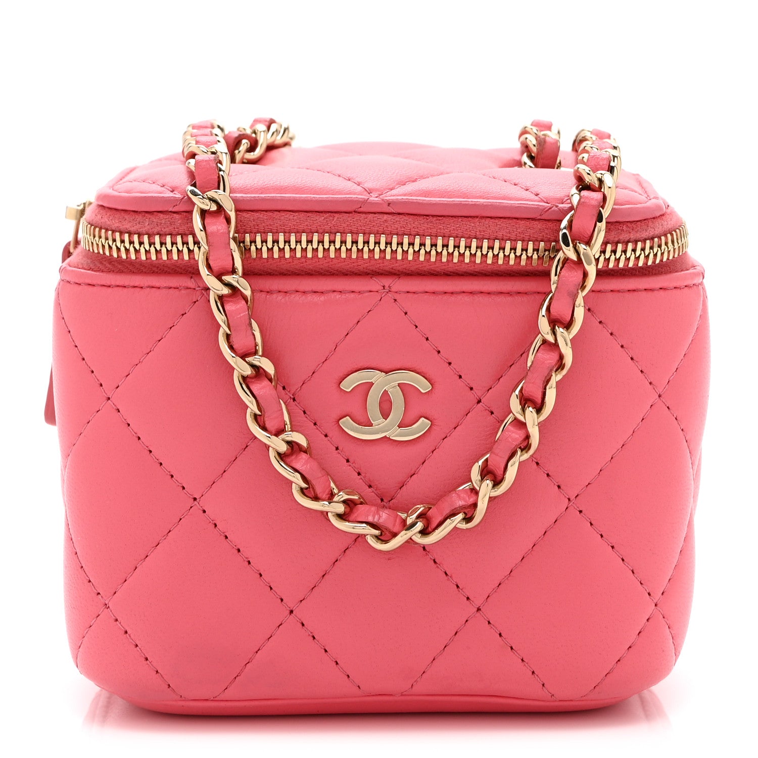 Chanel Lambskin Quilted Mini Vanity Case With Chain Pink 1 of 11