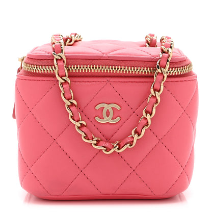 Chanel Lambskin Quilted Mini Vanity Case With Chain Pink 1 of 11