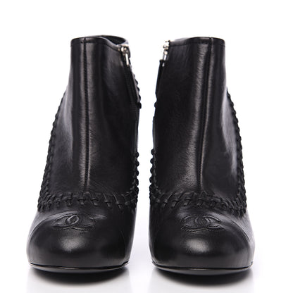 Chanel Calfskin CC Cap Toe Lambskin Booties 38.5 Black 2 of 8