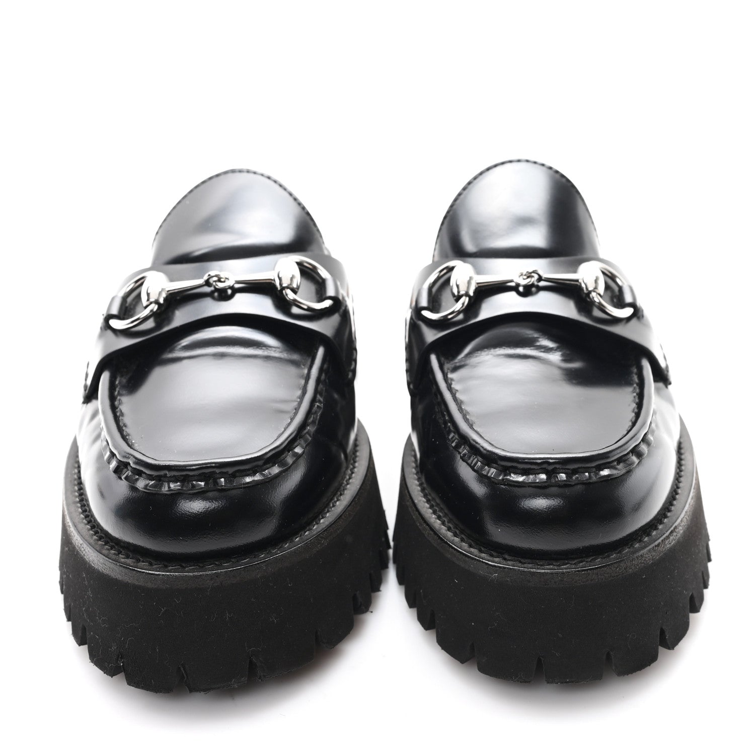 Gucci Magnum Calfskin Womens Horsebit Platform Mules 37 Black 3 of 9