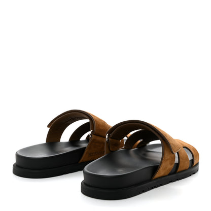 Hermes Suede Goatskin Womens Chypre Sandals 39 Brun Fume 4 of 9