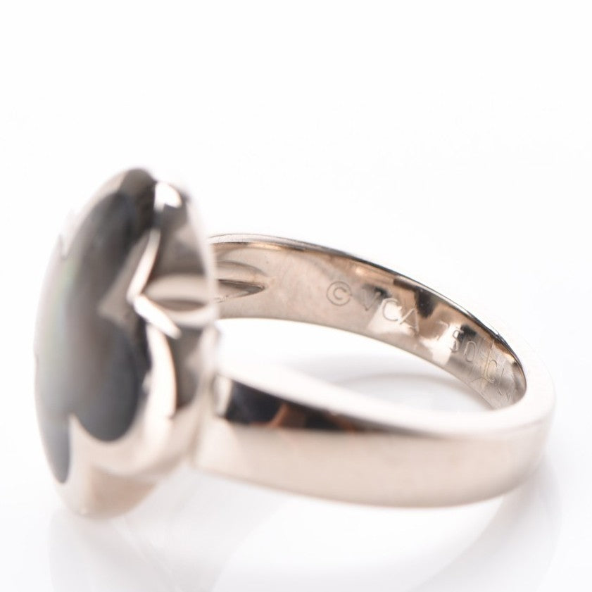 18K White Gold Mother of Pearl Pure Alhambra Ring 49 4.75