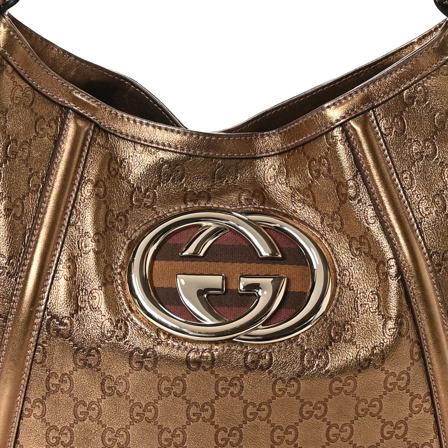 Gucci Metallic Guccissima Medium Britt Tote Gold 9 of 12