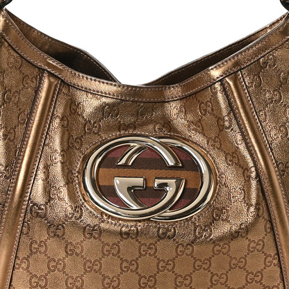 Gucci Metallic Guccissima Medium Britt Tote Gold 9 of 12