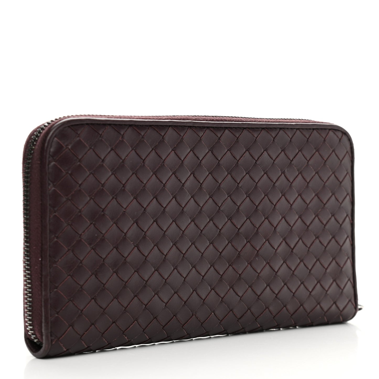 Nappa Intrecciato Zip Around Wallet Aubergine