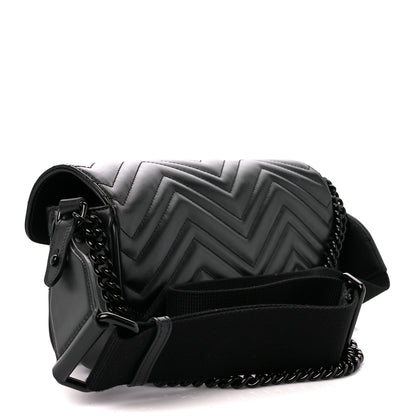 Gucci Calfskin Matelasse Monochrome GG Marmont Crossbody Shoulder Bag Black 3 of 11