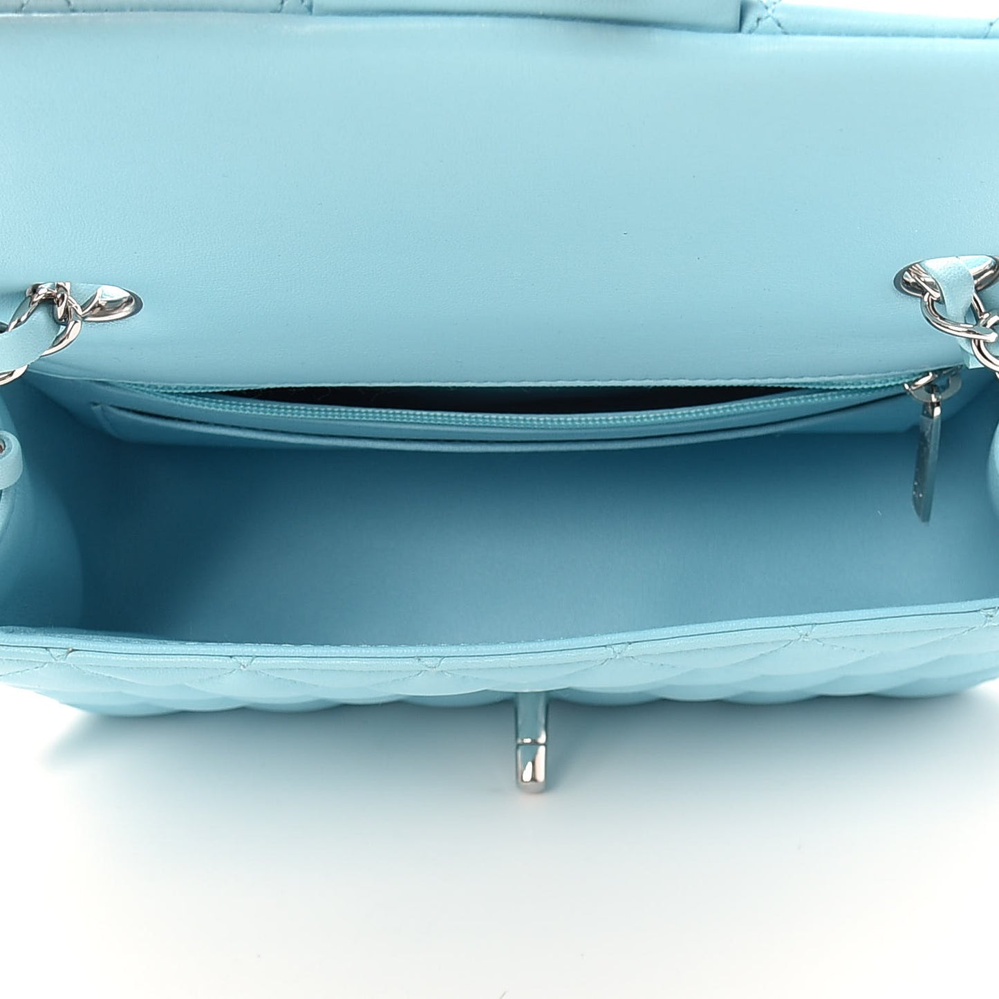 Lambskin Quilted Mini Rectangular Flap Neon Blue