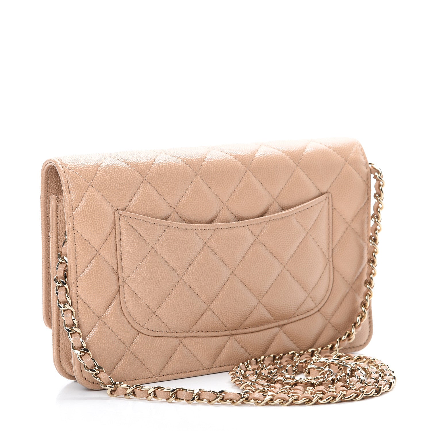 Chanel Caviar Quilted Wallet On Chain WOC Beige 2 of 11