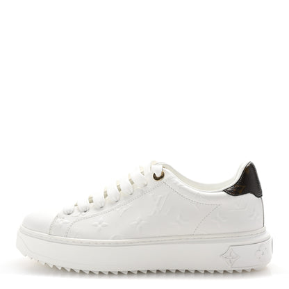 Louis Vuitton Lambskin Embossed Monogram Time Out Sneakers 38 White 1 of 10