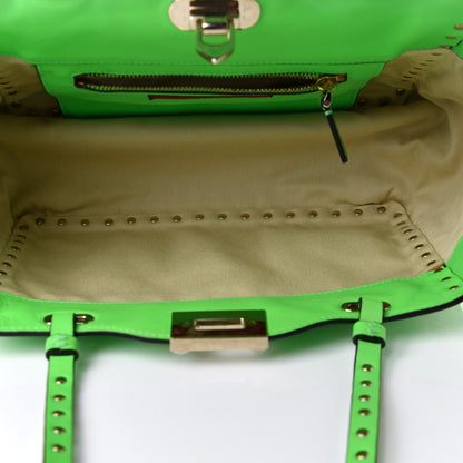 Valentino Garavani Vitello Small Rockstud Tote Green Fluo 4 of 12