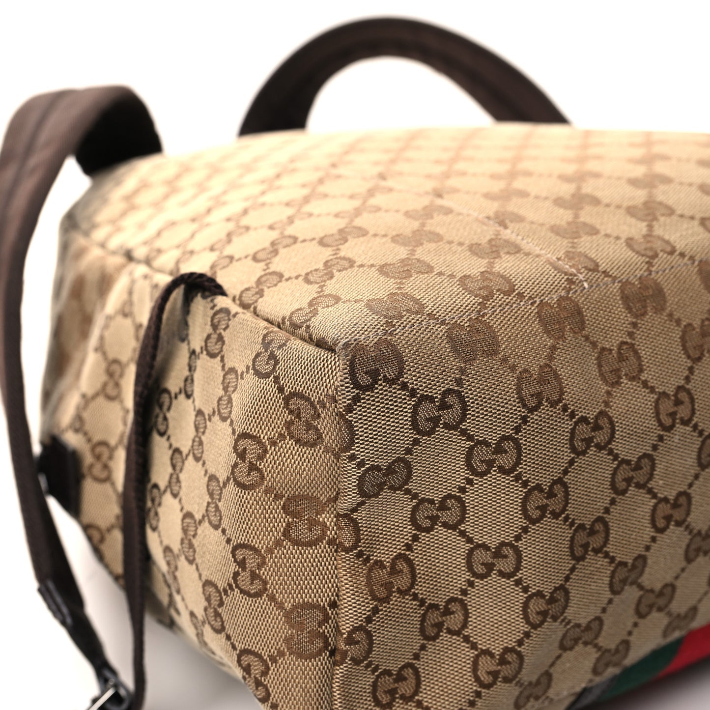 GG Monogram Web Medium Classic Backpack Brown