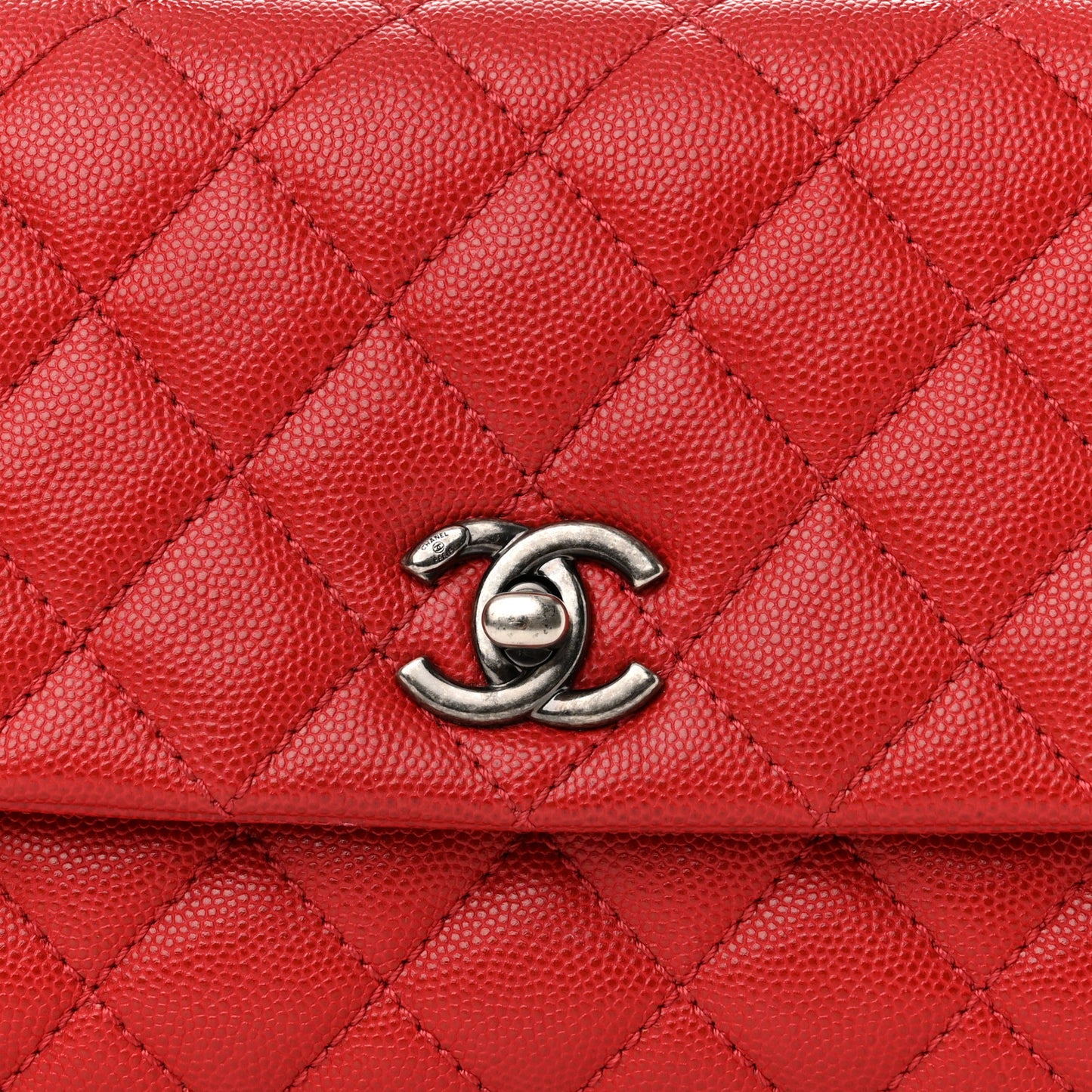 Caviar Quilted Mini Coco Handle Flap Red