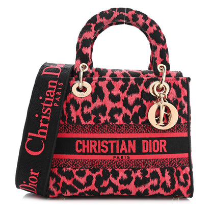 Christian Dior Canvas Mizza Embroidered Medium Lady D-Lite Fuchsia 1 of 11