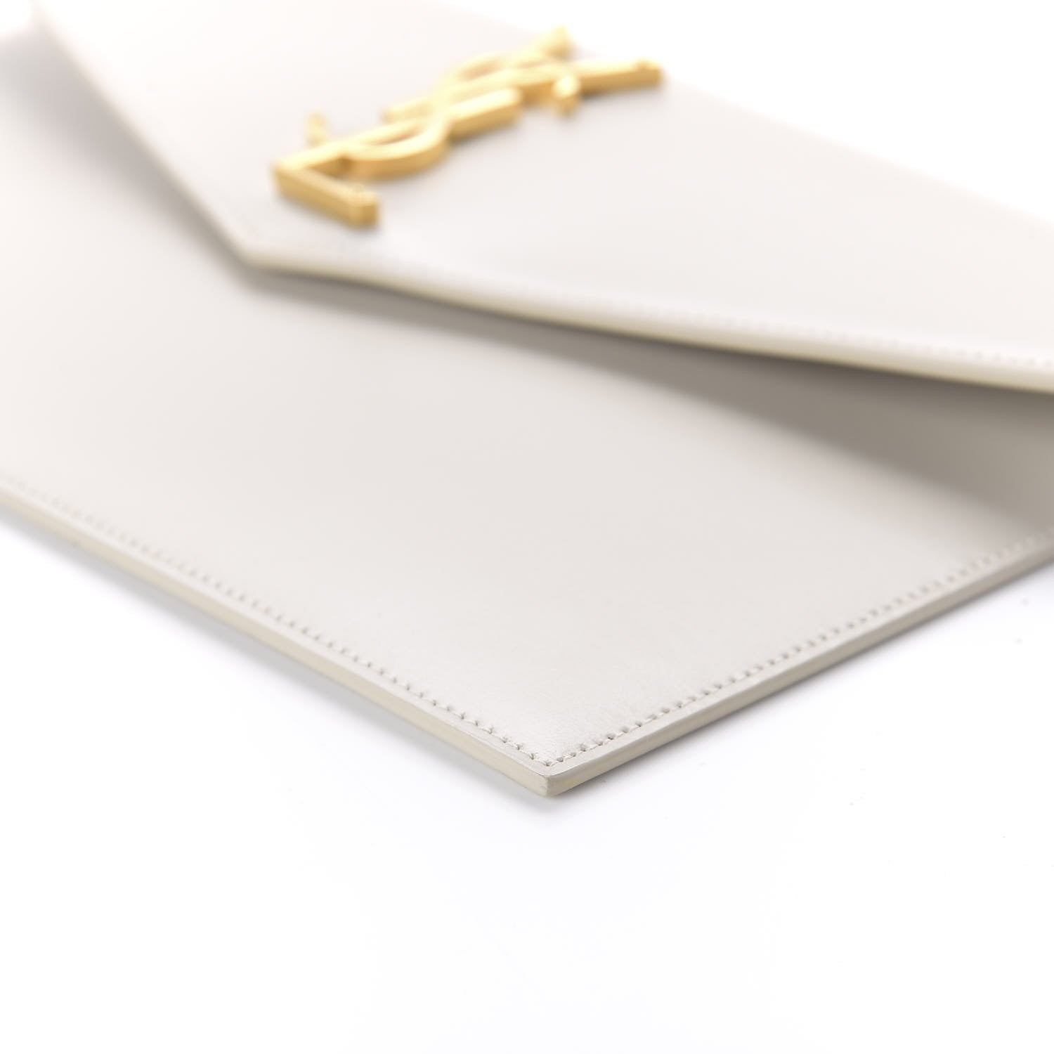 Saint Laurent Smooth Shiny Calfskin Medium Uptown Pouch Crema Soft 7 of 9