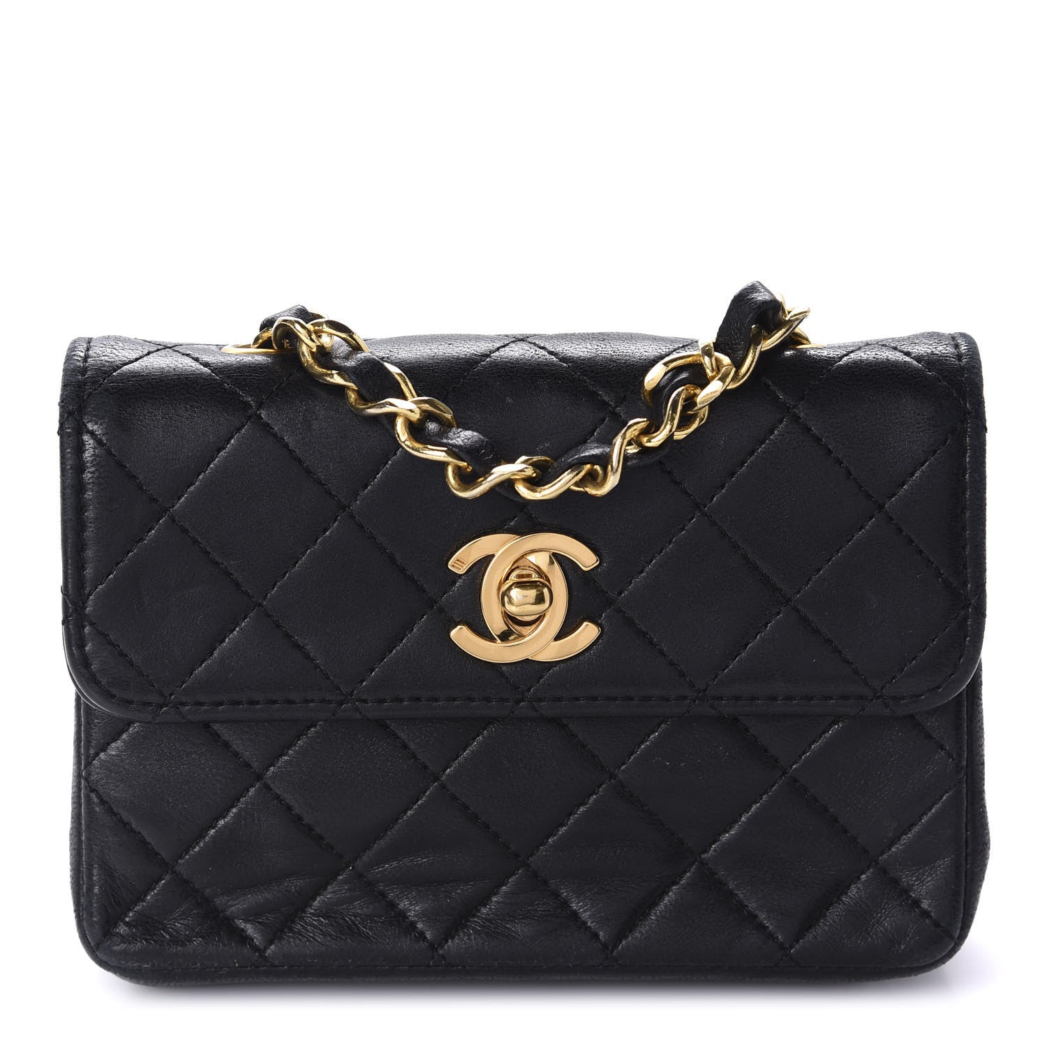 Chanel Lambskin Quilted Micro Mini Flap Bag Black 1 of 16