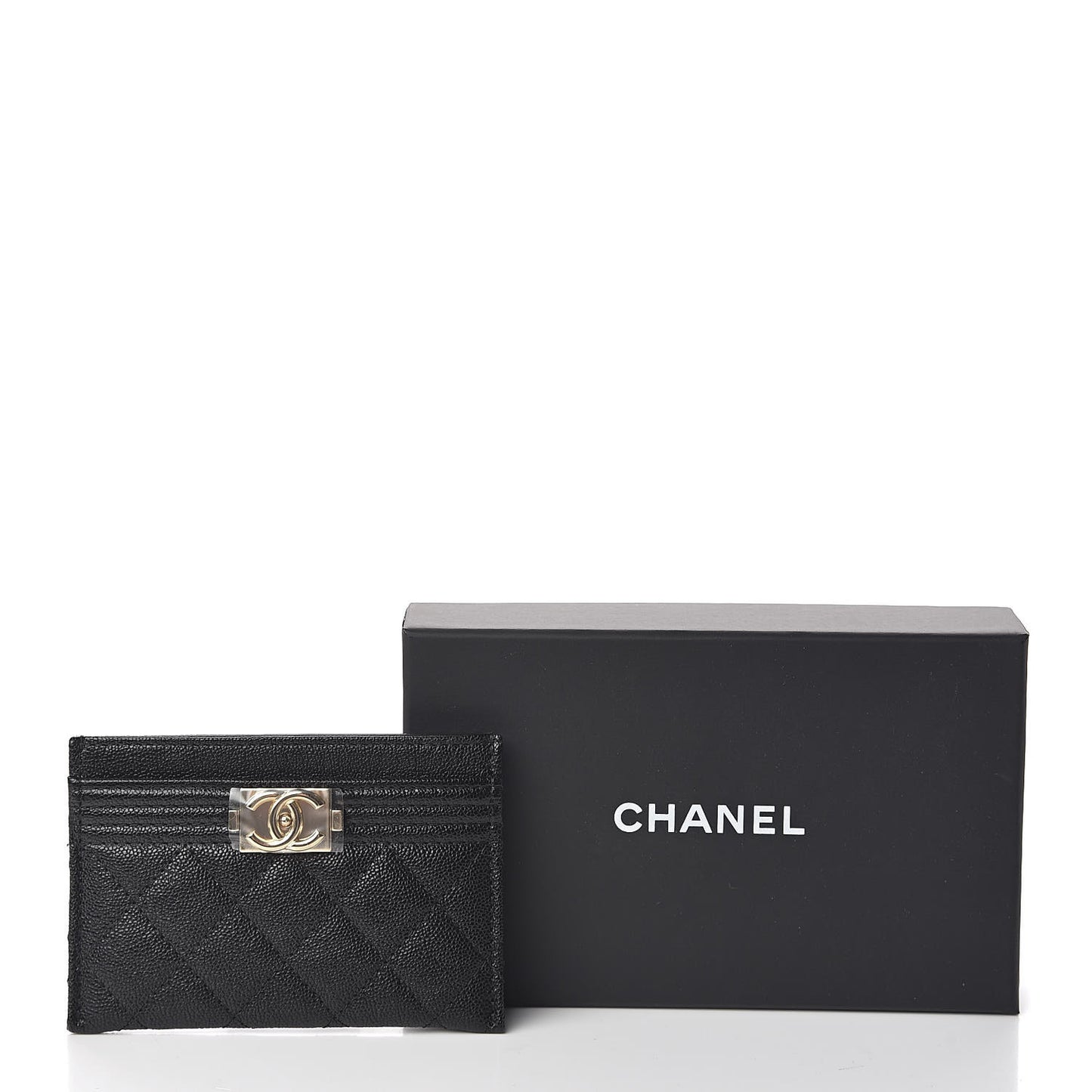 Caviar Quilted Boy Card Holder Black
