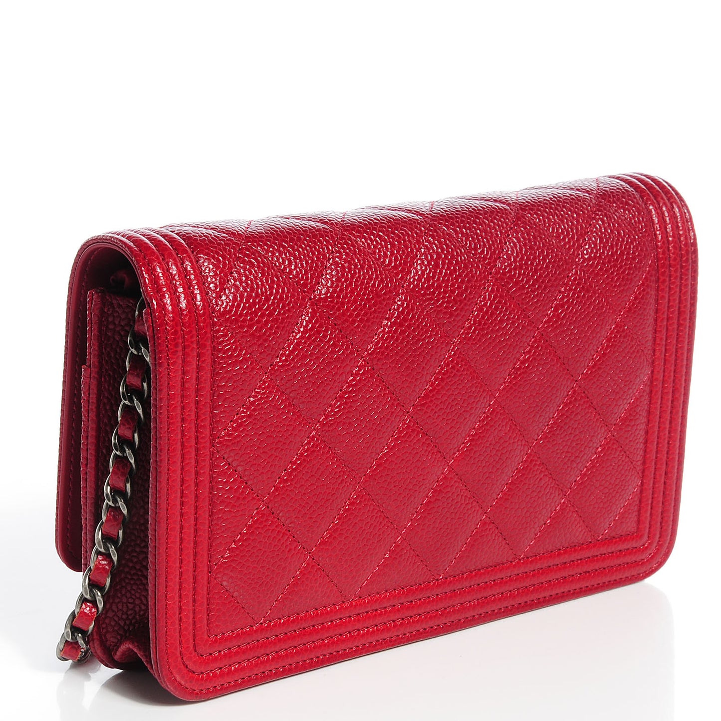 Caviar Quilted Boy Wallet On Chain WOC Red