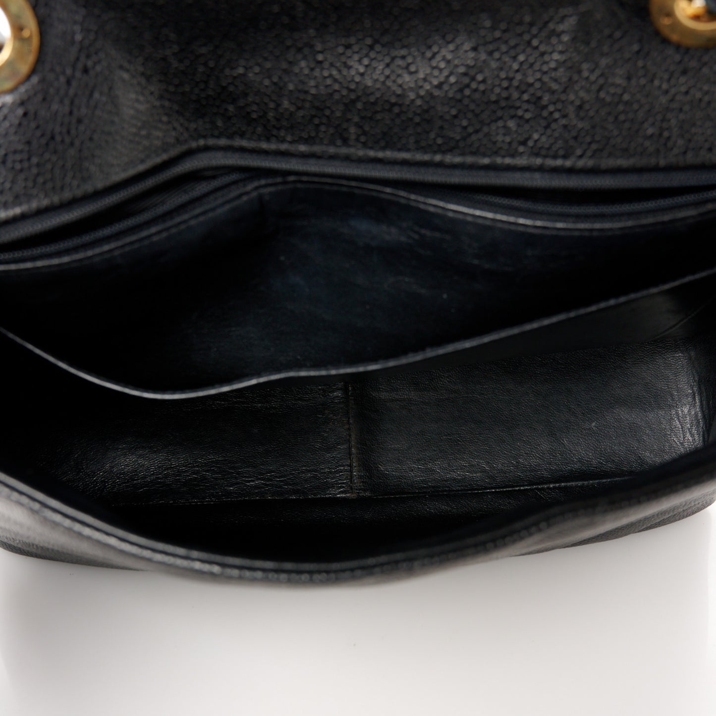 Caviar Diagonal Quilted Jumbo Single Flap Black