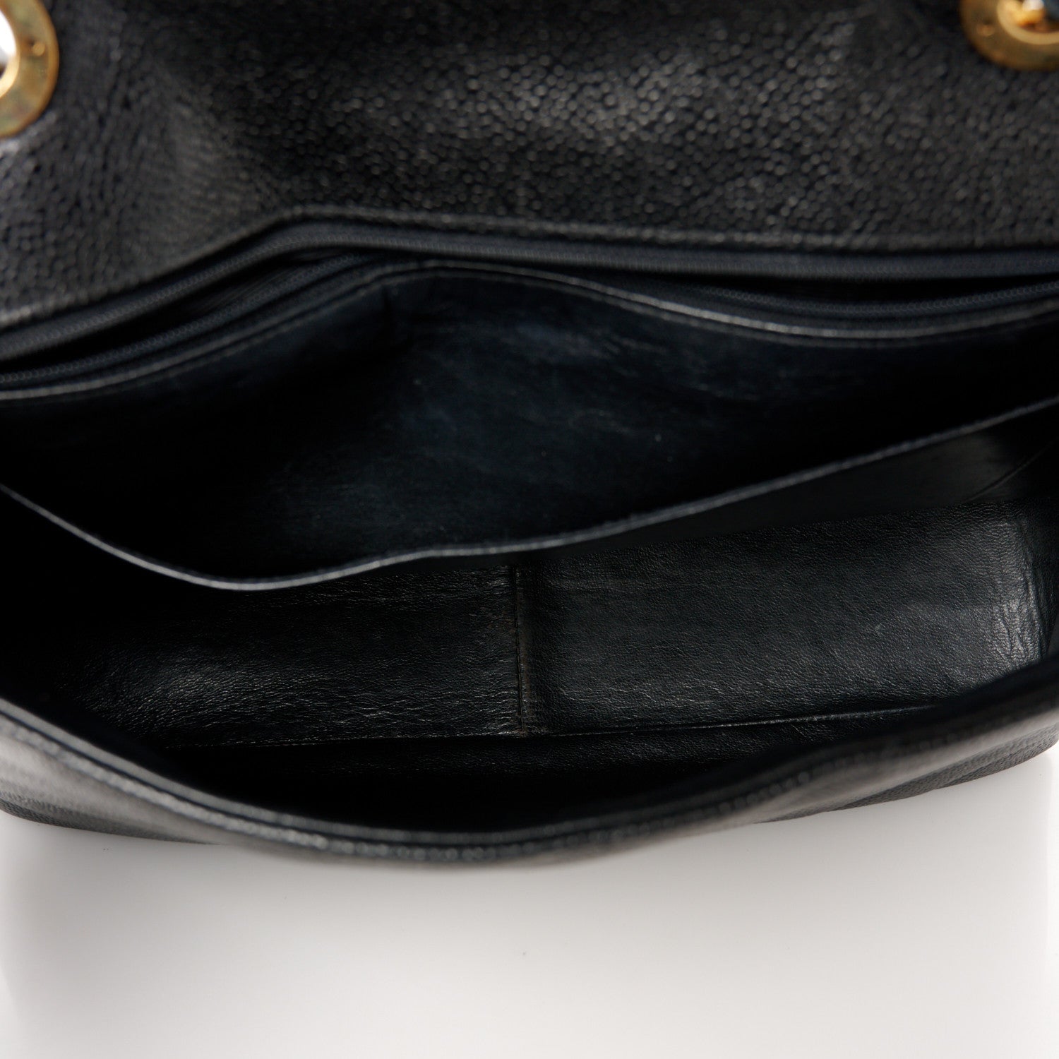 Chanel Caviar Diagonal Quilted Jumbo Single Flap Black 5 of 12